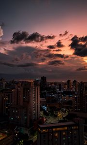 Preview wallpaper buildings, houses, night, clouds, dark, city