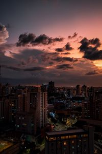 Preview wallpaper buildings, houses, night, clouds, dark, city