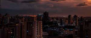 Preview wallpaper buildings, houses, night, clouds, dark, city