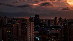 Preview wallpaper buildings, houses, night, clouds, dark, city