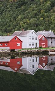 Preview wallpaper buildings, houses, reflection, trees