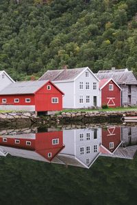 Preview wallpaper buildings, houses, reflection, trees