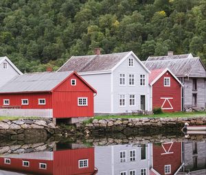 Preview wallpaper buildings, houses, reflection, trees