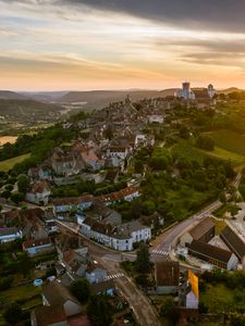 Preview wallpaper buildings, houses, road, slope, city
