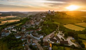 Preview wallpaper buildings, houses, road, slope, city