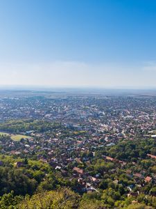 Preview wallpaper buildings, houses, roofs, trees, aerial view