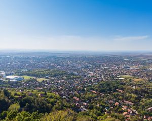 Preview wallpaper buildings, houses, roofs, trees, aerial view