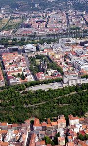 Preview wallpaper buildings, houses, roofs, trees, architecture, aerial view