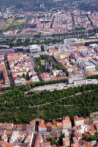 Preview wallpaper buildings, houses, roofs, trees, architecture, aerial view