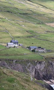Preview wallpaper buildings, houses, slope, field, cliff
