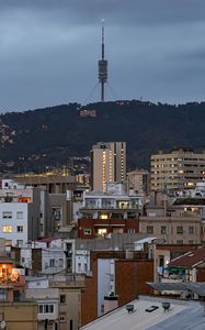 Preview wallpaper buildings, houses, tv tower, hill, city