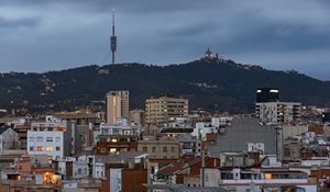 Preview wallpaper buildings, houses, tv tower, hill, city