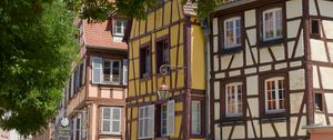 Preview wallpaper buildings, lantern, street, trees, city, architecture