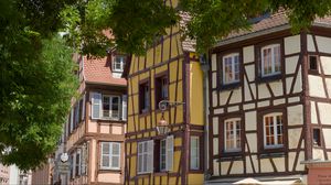 Preview wallpaper buildings, lantern, street, trees, city, architecture