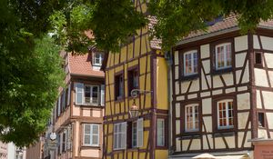 Preview wallpaper buildings, lantern, street, trees, city, architecture
