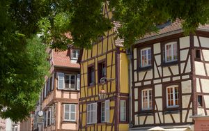 Preview wallpaper buildings, lantern, street, trees, city, architecture