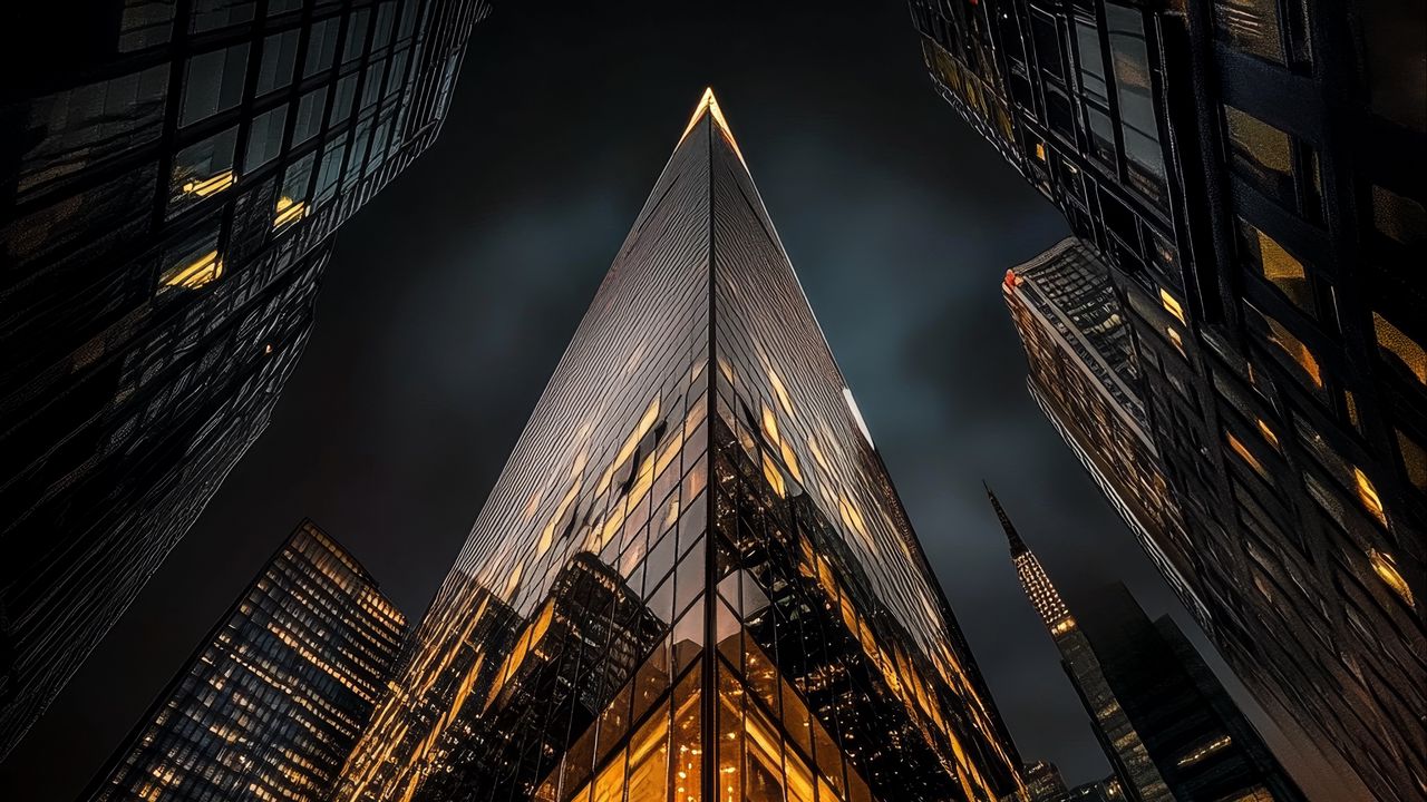 Wallpaper buildings, lights, architecture, night, dark