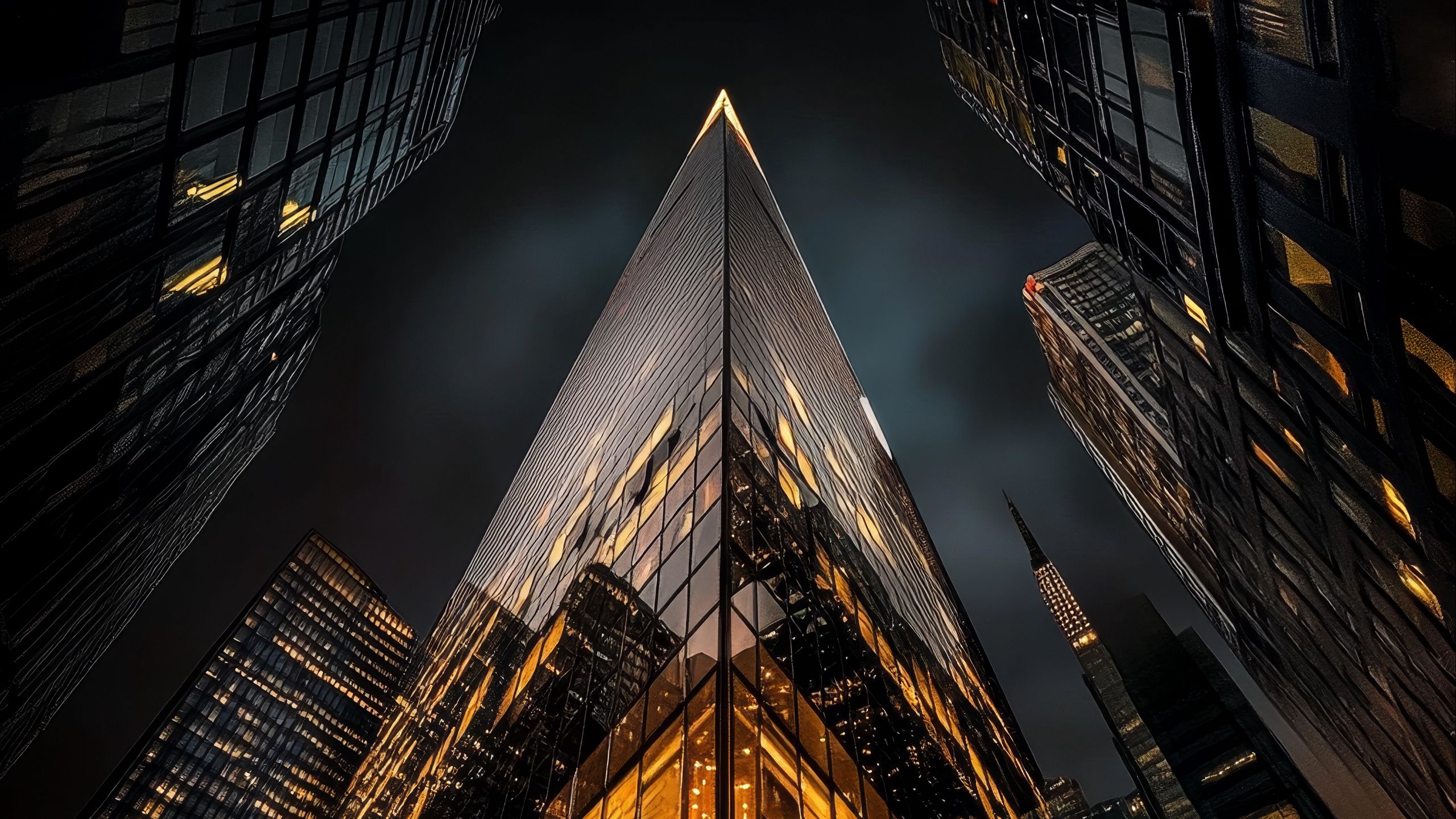 2560x1440 Wallpaper buildings, lights, architecture, night, dark