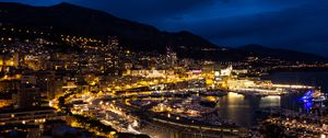 Preview wallpaper buildings, lights, bay, night, city, monaco
