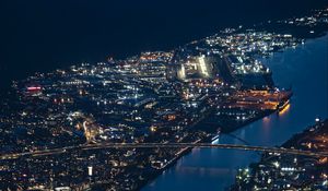 Preview wallpaper buildings, lights, bridges, river, city, night