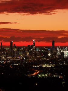 Preview wallpaper buildings, lights, evening, city, sky