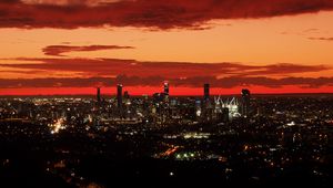 Preview wallpaper buildings, lights, evening, city, sky
