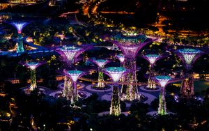 Preview wallpaper buildings, lights, glow, architecture, dark