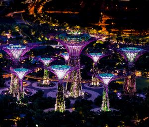 Preview wallpaper buildings, lights, glow, architecture, dark
