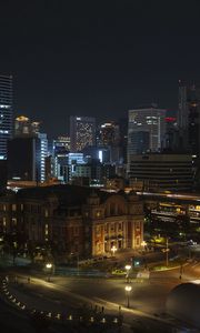 Preview wallpaper buildings, lights, lanterns, road, night, city