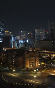 Preview wallpaper buildings, lights, lanterns, road, night, city