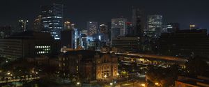 Preview wallpaper buildings, lights, lanterns, road, night, city