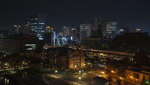 Preview wallpaper buildings, lights, lanterns, road, night, city