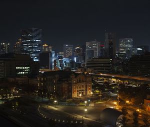 Preview wallpaper buildings, lights, lanterns, road, night, city