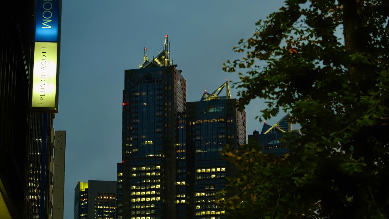 Wallpaper buildings, lights, night, city, dark, architecture