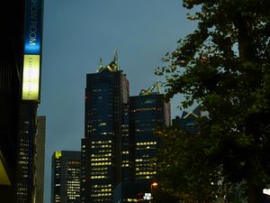 Preview wallpaper buildings, lights, night, city, dark, architecture