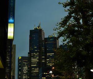 Preview wallpaper buildings, lights, night, city, dark, architecture