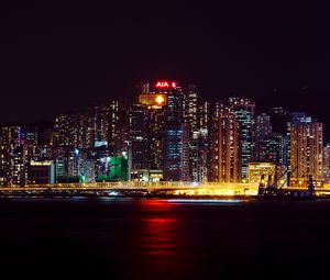 Preview wallpaper buildings, lights, night, bridge, city