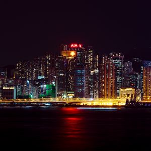 Preview wallpaper buildings, lights, night, bridge, city