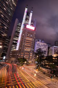 Preview wallpaper buildings, lights, road, freezelight, evening