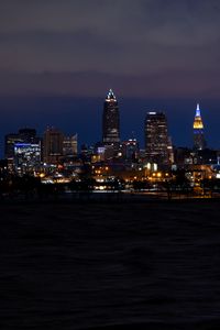 Preview wallpaper buildings, lights, sea, night, city