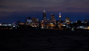 Preview wallpaper buildings, lights, sea, night, city