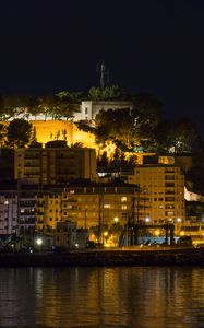 Preview wallpaper buildings, lights, sea, embankment, night