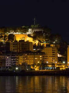 Preview wallpaper buildings, lights, sea, embankment, night