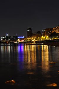 Preview wallpaper buildings, lights, sea, backlight, night, city