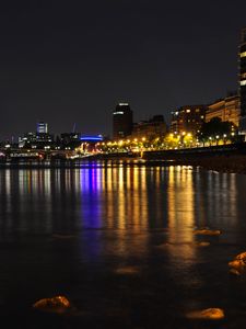 Preview wallpaper buildings, lights, sea, backlight, night, city