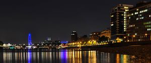 Preview wallpaper buildings, lights, sea, backlight, night, city
