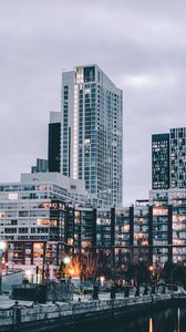 Preview wallpaper buildings, lights, twilight, city