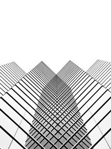 Preview wallpaper buildings, minimalism, bw, mirror
