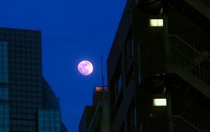 Preview wallpaper buildings, moon, night, dark