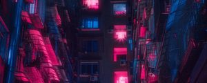 Preview wallpaper buildings, neon, light, architecture, night
